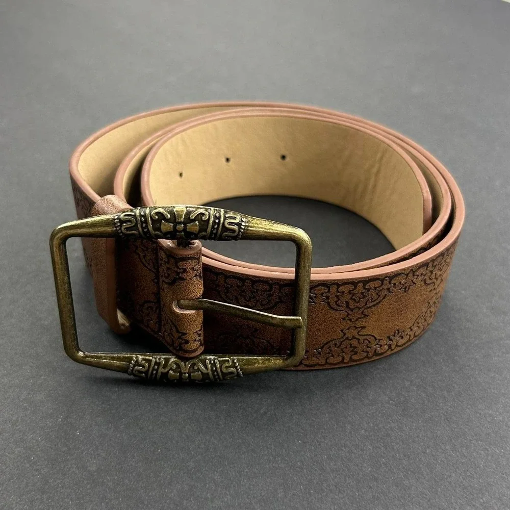 Vintage style brown american western floral rustic boho belt